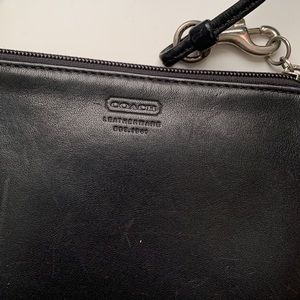 Coach black leather wristlet